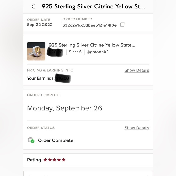 925 Sterling Silver Citrine Yellow Statement Ring - Picture 9 of 9